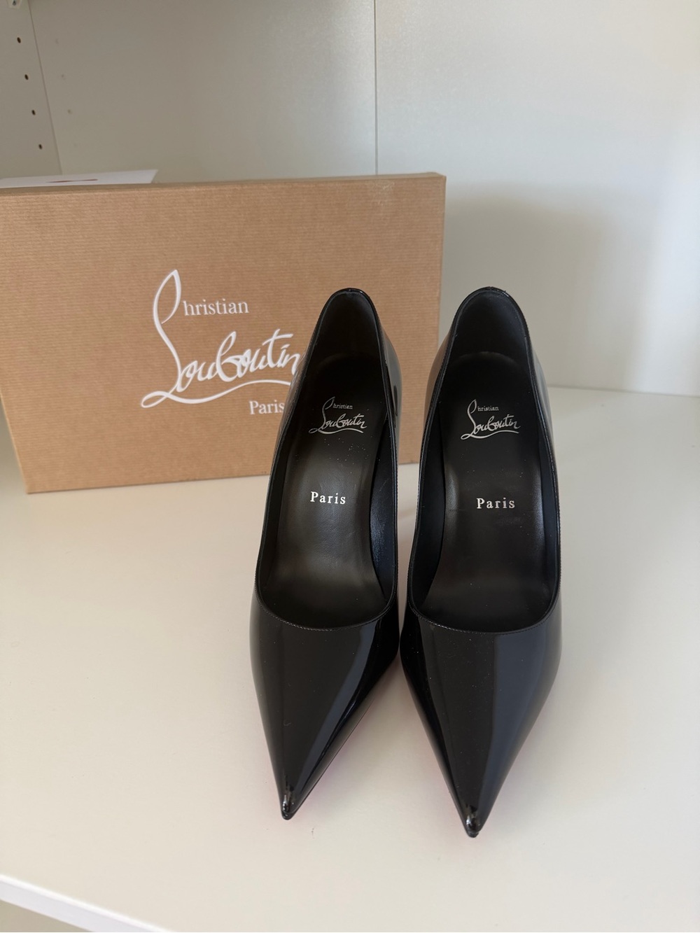 New: Christian Louboutin Black Patent Leather Pointed Pumps. Size 38.5 - Picture 2 of 7